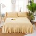 85g Brushed Fabric Solid Color Bed Skirt With Lace Trim - Dustproof & Non-Slip Mattress Cover For Simmons_voghion.com