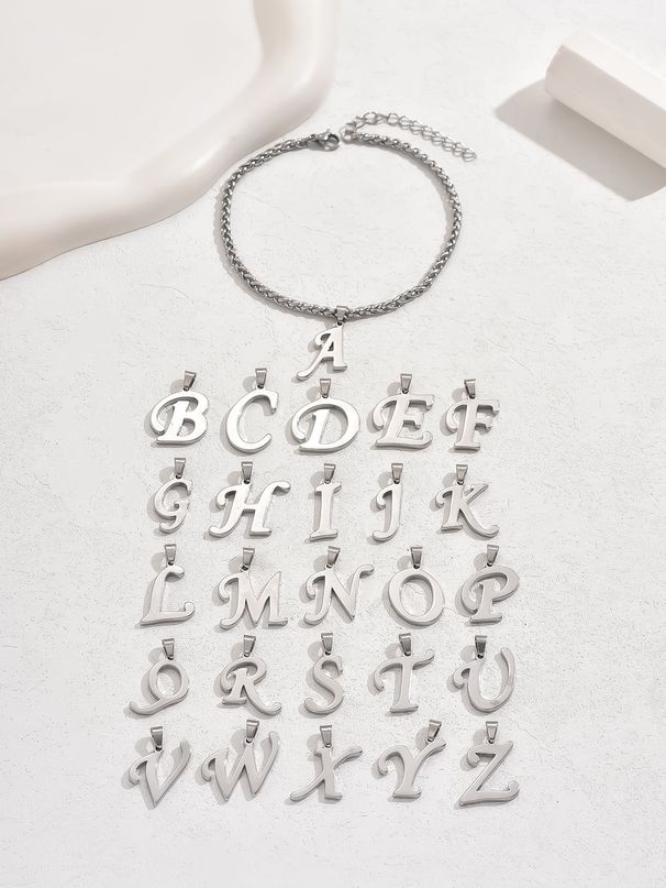 Neue heiße verkaufende Edelstahl 26 Alphabet Drachenknochen Kette Fußkettchen für Frauen Mode vielseitig Titan Stahl Fußschmuck_voghion.com
