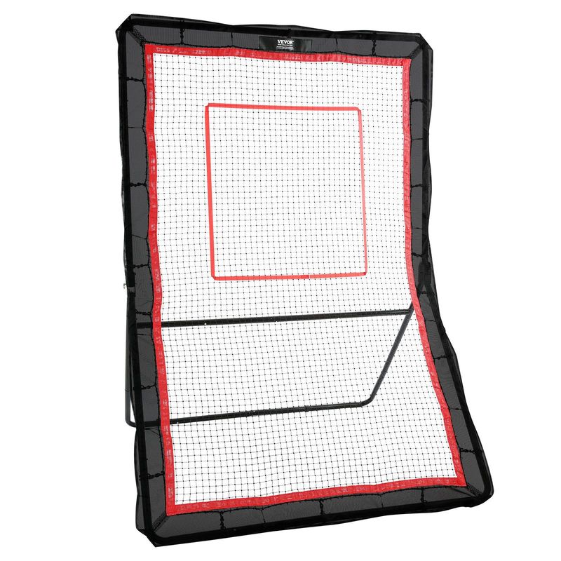 VEVOR Lacrosse Rebounder For Backyard, 5x7 Ft Volleyball Bounce Back Net, Pitchback Throwback Baseball Softball Return Training Screen, Adjustable Angle Shooting Practice Training Wall With Target_voghion.com