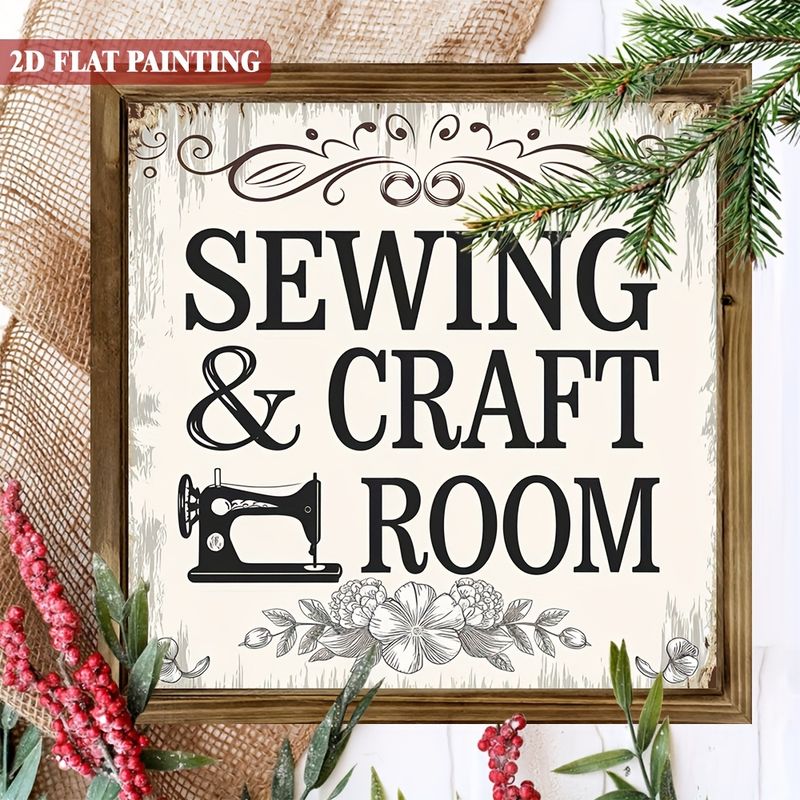 Rustic Sewing Room Wooden Sign - 8x8" Charming Craft Decor. Perfect Handmade Gift For Creative Spaces._voghion.com