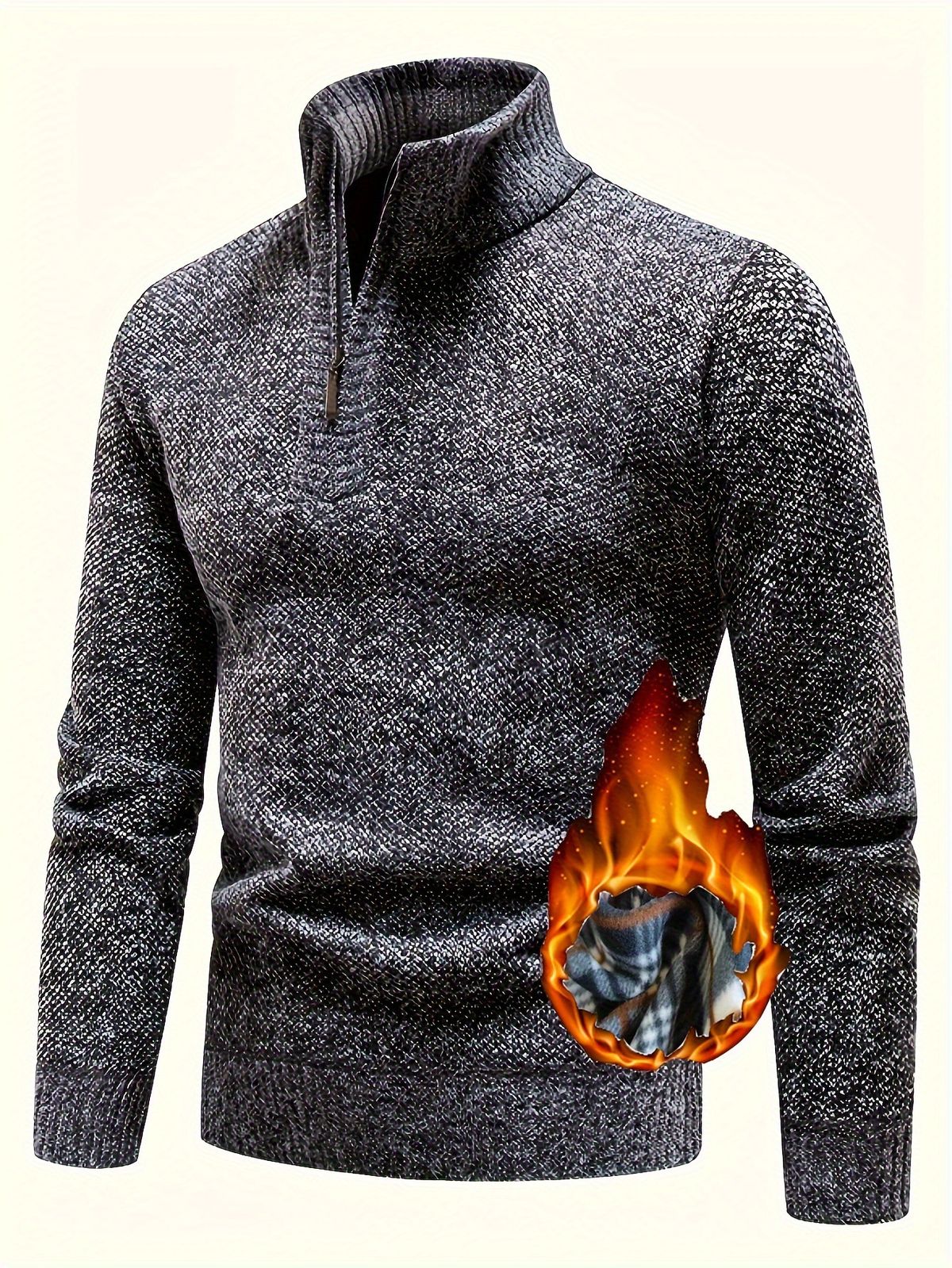 Maglione lavorato a maglia da uomo NOKOMETA autunno e inverno, spesso, con collo alto, mezza cerniera, giacca da uomo_voghion.com