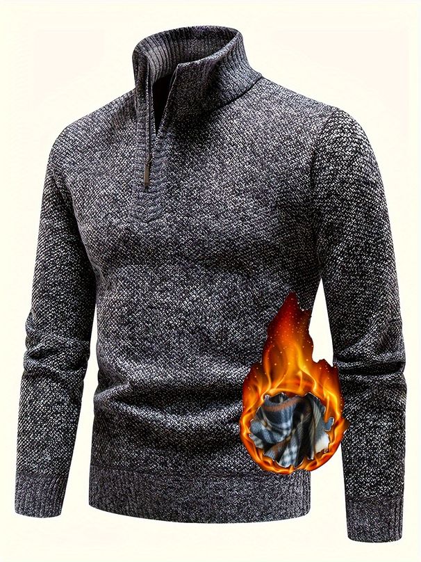 Maglione lavorato a maglia da uomo NOKOMETA autunno e inverno, spesso, con collo alto, mezza cerniera, giacca da uomo_voghion.com