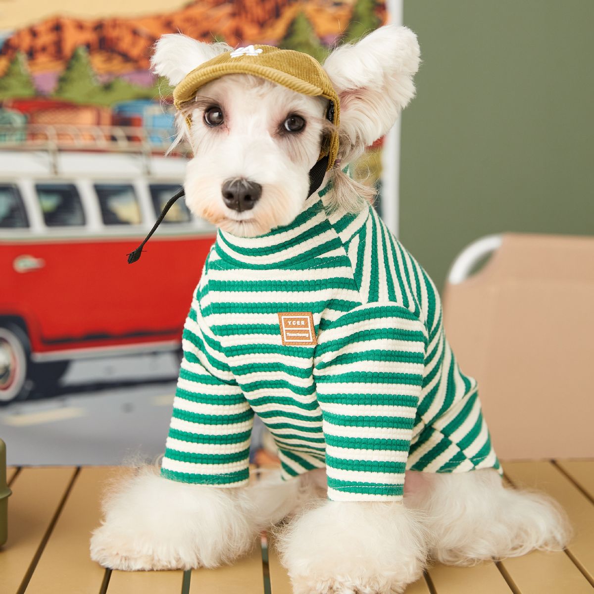 Abbigliamento per cani in stile primaverile e autunnale, intimo per Schnauzer, Teddy, Bichon, Shiba Inu, gatto, a due zampe, a righe alte_voghion.com