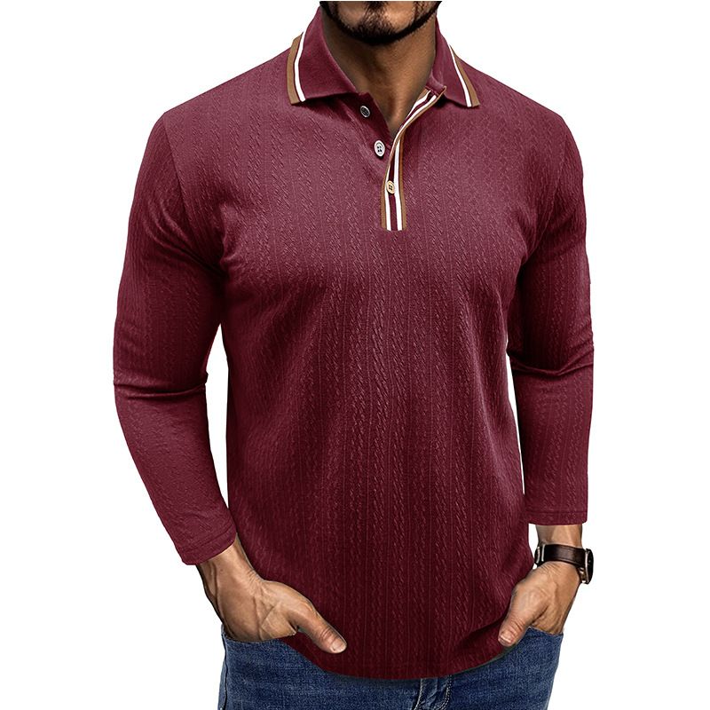 Polo d'affaires en laine à manches longues pour homme, automne et hiver_voghion.com