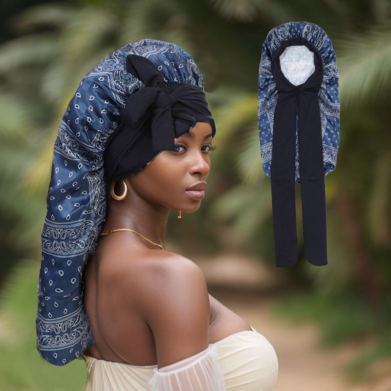 Men's Headwrap Amoeba Print Long Tube Ribbon Nightcap Comfortable Nightcap Chemotherapy Cap Shower Cap Satin Bonnet Cap_voghion.com