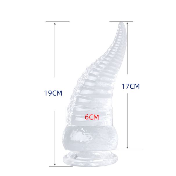 Plug anale enorme, mostro di polpo trasparente, dildo massaggiante per la prostata, plug grande_voghion.com