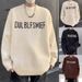 Herrenbekleidung Herrenmode Zopfmusterpullover aus weicher Acrylmischung mit Rundhalsausschnitt, Winter, lässig, bequem, lockere Passform, Buchstabenmuster_voghion.com
