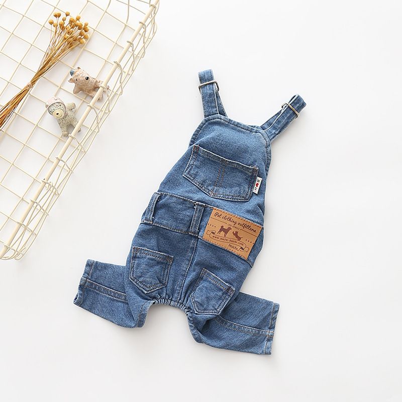 New Dog Style Washed Denim Comfortable Elastic Jeans Pet Overalls_voghion.com