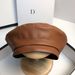 Autumn and winter new matte leather octagonal hat street literature and art versatile painter hat_voghion.com