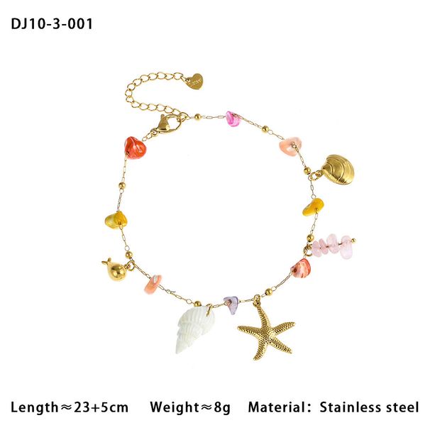 2025 Stainless Steel Natural Stone Colorful Beaded Shell Anklet Suitable For Beach Vacation Daily Wear_voghion.com