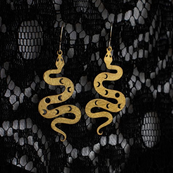Orecchini Orecchini a serpente, orecchini con fasi lunari, orecchini a serpente_voghion.com