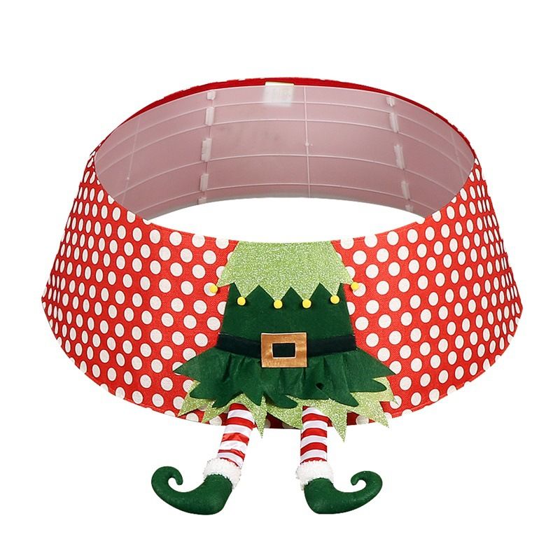 Festive & Party Supplies 2024 New Christmas Tree Skirt Christmas Red White Polka Dot Tree Skirt Elf Leg Shape Christmas Tree Apron_voghion.com