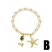 Pulseras con dijes de perla, flor, estrella de mar, cola de pez, chapadas en oro, joyería de mano a juego._voghion.com