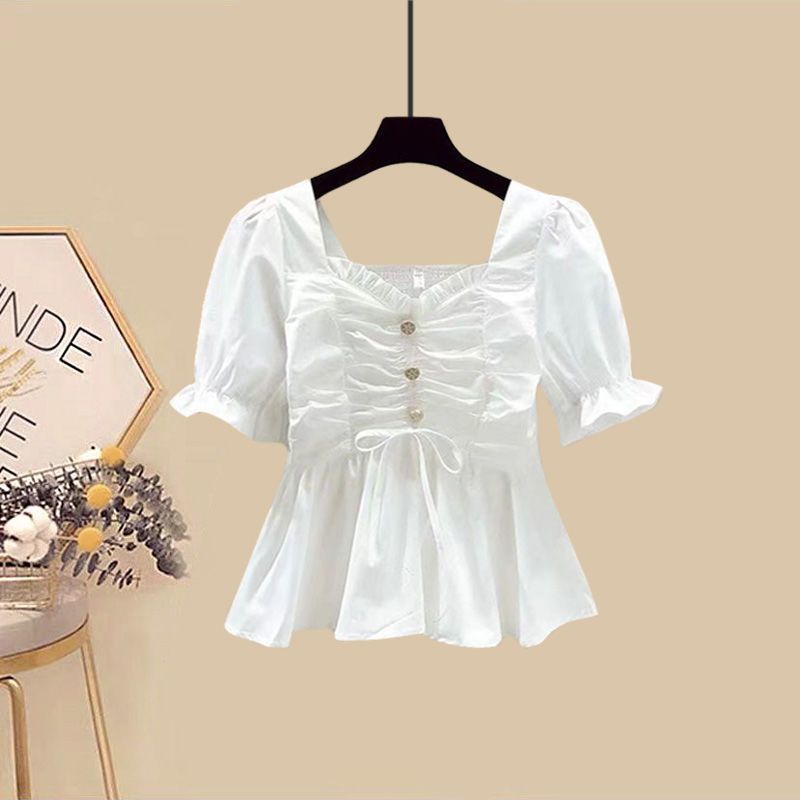 Vêtements pour femmes, costumes d'été élégants et amincissants, hauts à manches courtes, chemise en mousseline de soie, jean fendu, costume deux pièces_voghion.com