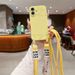 Crossbody Necklace Strap Cord Matte Soft Phone Case For iPhone 16 15 Pro Max 14 Plus 13 12 11 Liquid Silicone Shockproof Cover_voghion.com