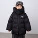 Boys' Winter Down Jacket - Short Hooded Coat With 55% White Duck Down (110-150cm, Black/Khaki/Beige/Grey)_voghion.com
