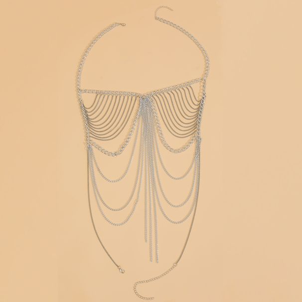 European And American Chest Ornaments Cross Border Chest Chain New Multi Layer Alloy Chain Bra Accessories Exaggerated Gold Holiday Style Body Chain_voghion.com