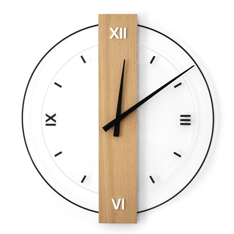 2025Minimalist Wall Nordic Modern Solid Wood Square Silent Circle Clock Living Room Bedroom Personalized Creative Decoration_voghion.com