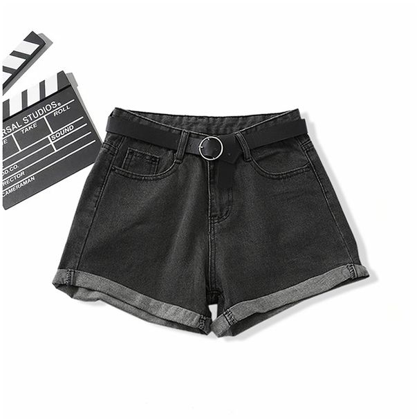 Džinsu šorti sieviešu vasarai 2024. gada jauni Instagram ar augstu vidukli, brīvi pieguļoši virsdrēbes slaidinoši cirtaini malas A līnijas pikanti_voghion.com