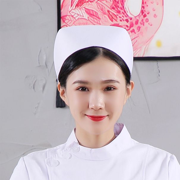 Sjuksköterskehatt för kvinnor Vit med tjocka stänger Sjuksköterskehatt Svalhatt Pulloverhatt med knappar Hel bomull Sommartunn_voghion.com