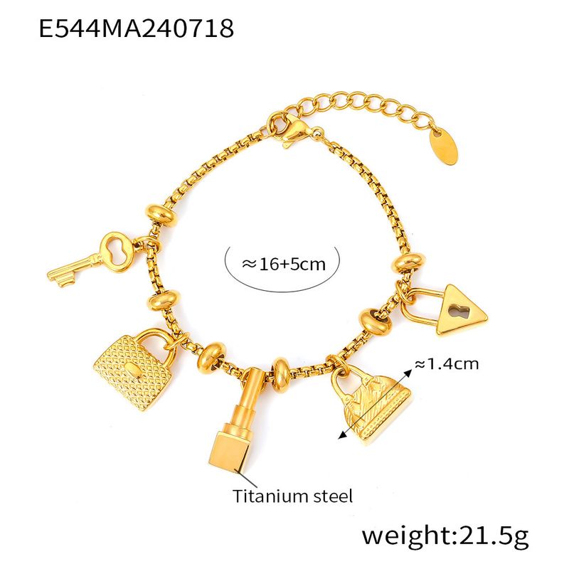 Damenschmuck Multi-Element-Tag Eingelegtes Diamant-Anhänger-Armband Verstellbar Trendy Retro Titanstahl Überzogen K Gold Handschmuck_voghion.com