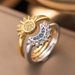 Design personalizzato, Shining Together, Set di diamanti a strati da donna, Collana Sole e Luna, Anello aperto, Set di anelli_voghion.com