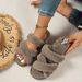 Women's Shoes fur slippers for women fashionable flat bottomed open toed indoor large size plush slippers_voghion.com