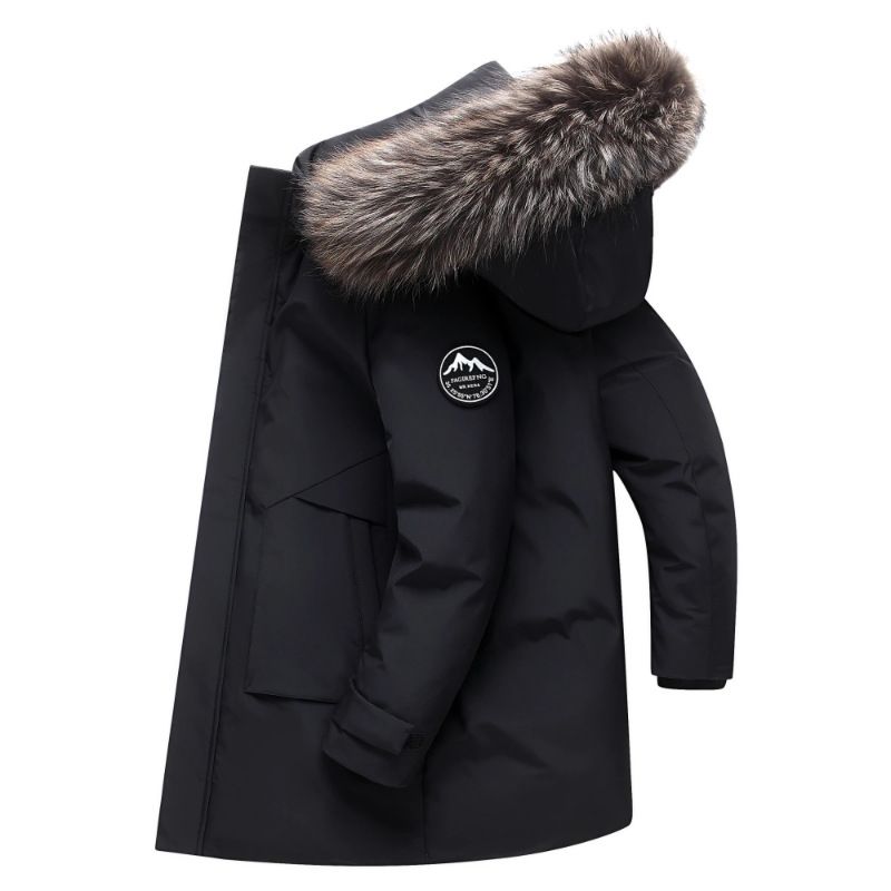 Herrkläder tjock medium och lång vinter ny stor pälskrage extrem kall varm parkajacka_voghion.com