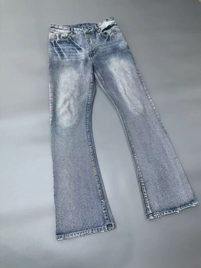 Jeans a zampa rovinati lavati blu ghiaccio stile Paris Style Lost Videotape_voghion.com