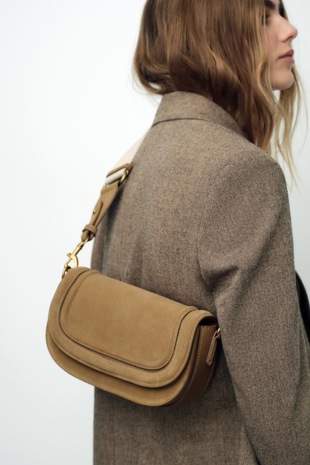 ZR Home 2024 Autumn Winter New Women's Dark Brown Saddle Flap Shoulder Casual Fashion Suede Crossbody Bag_voghion.com