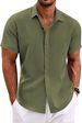 Herrenbekleidung Herren Leinenhemd Kurzarm Freizeithemd Button-Down-Hemd Herren Strand Sommer_voghion.com