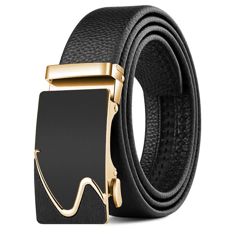 Modischer Ledergürtel Für Herren – Echtes Leder, Hochwertiger PU-Gürtel Aus Weichem Leder Mit Metallschnalle, Geeignet Für Arbeitshosen Und Jeans._voghion.com