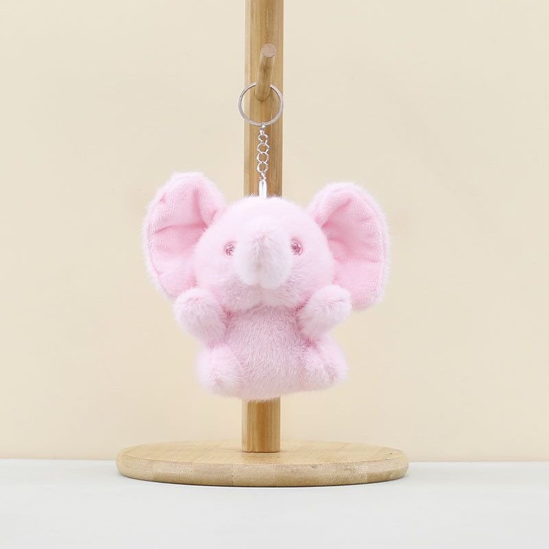 Plush Adorable Elephant Cartoon Keychain Soft Stuffed Toy For Bags In Gray Pink And Blue_voghion.com