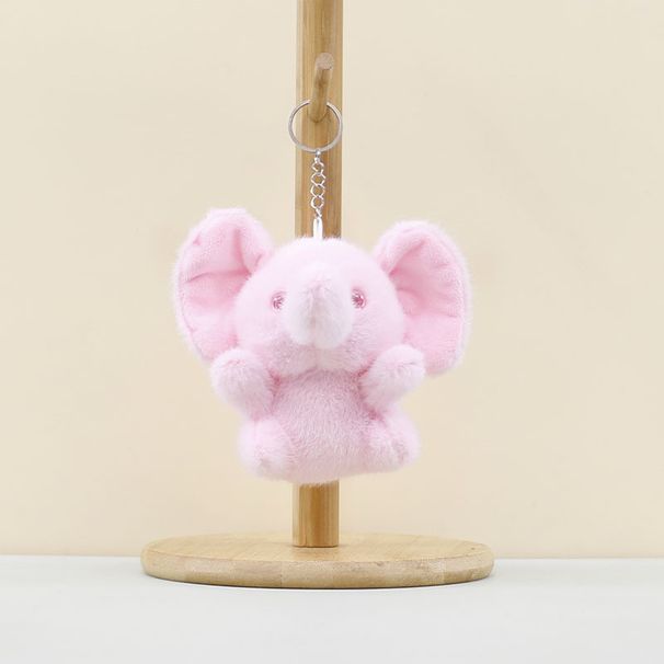 Plush Adorable Elephant Cartoon Keychain Soft Stuffed Toy For Bags In Gray Pink And Blue_voghion.com