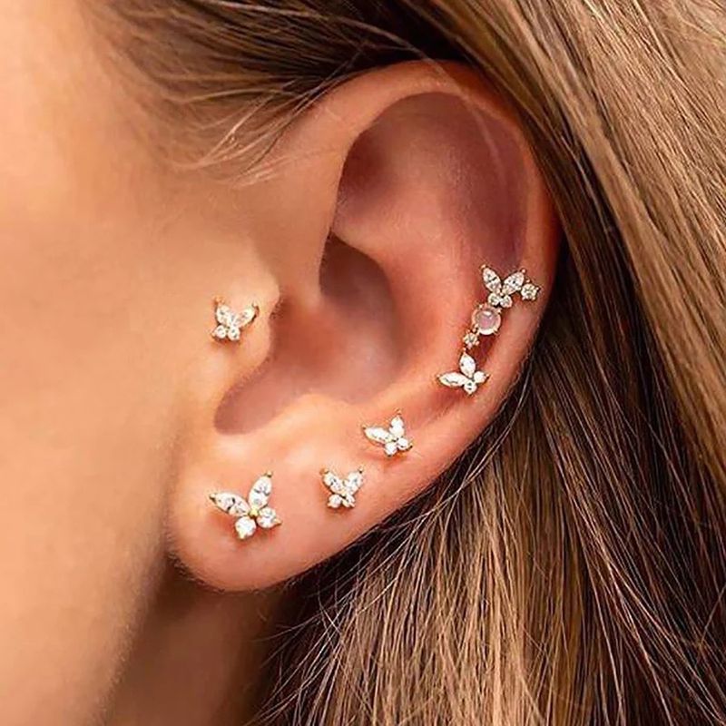 Unisex Zirkon kleine Schmetterling Ohrringe für Frauen, vielseitige Piercing Ohrringe, modische heiß verkaufte Ohrringe_voghion.com