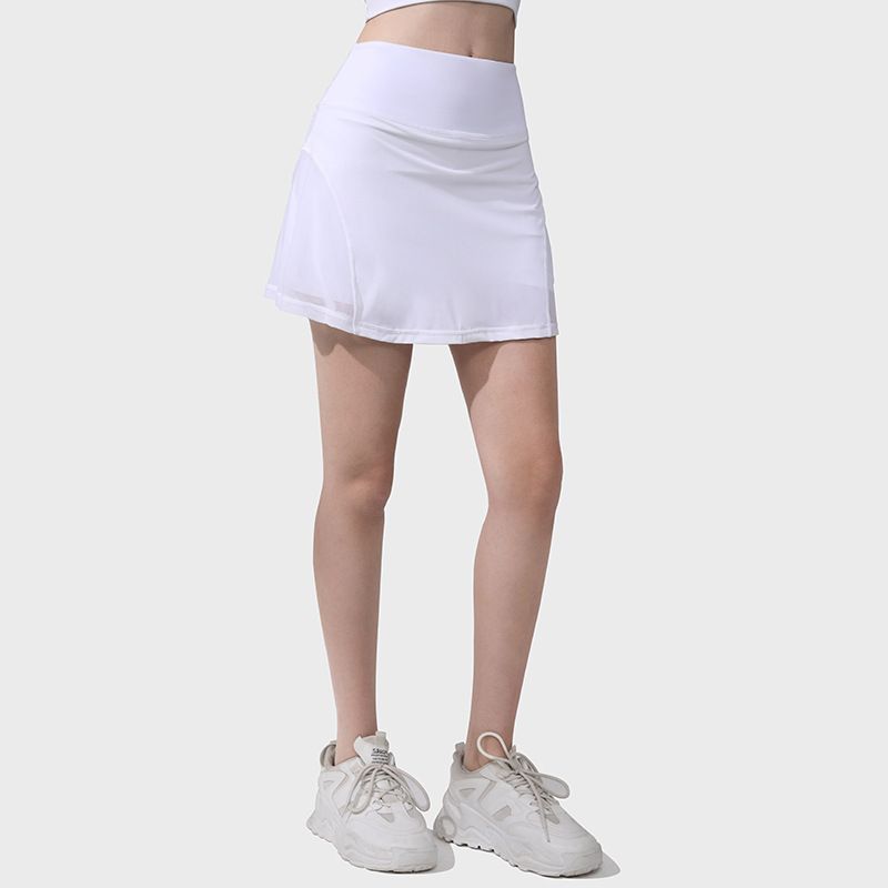 Yoga Mid Waist Sports Anti Walking Light Speed Dry Fitness Running Short Skirt, Two Mesh Yoga Clothes, Tennis Skirt_voghion.com
