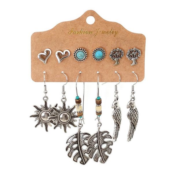 set di gioielli retrò orecchini vento nazionale argento scenico vendita calda foglie rotonde perno orecchio_voghion.com