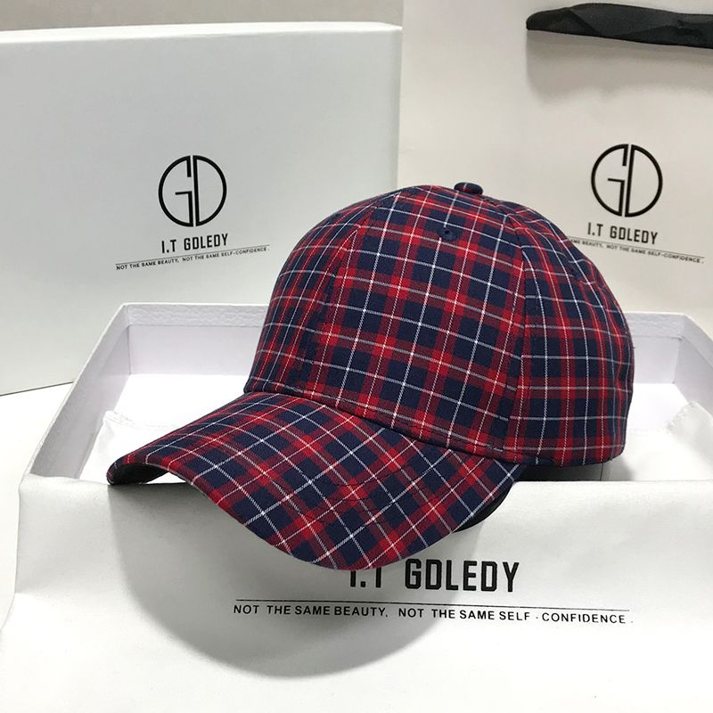 Men's Red Plaid Cap Classic 6 Panel Baseball Caps Adjustable Dad Hat Fashion Versatile Ladies Yellow Green Outdoor_voghion.com