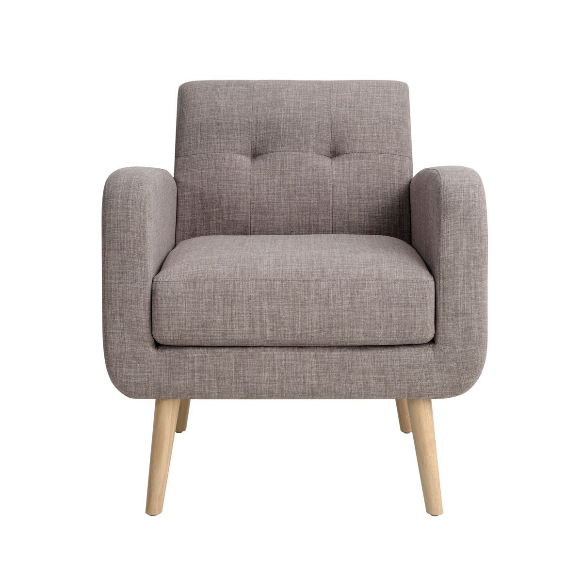Mid-Century Modern Fabric Accent Armchair Single Sofa With Rubber Wood Legs For Living Room_voghion.com