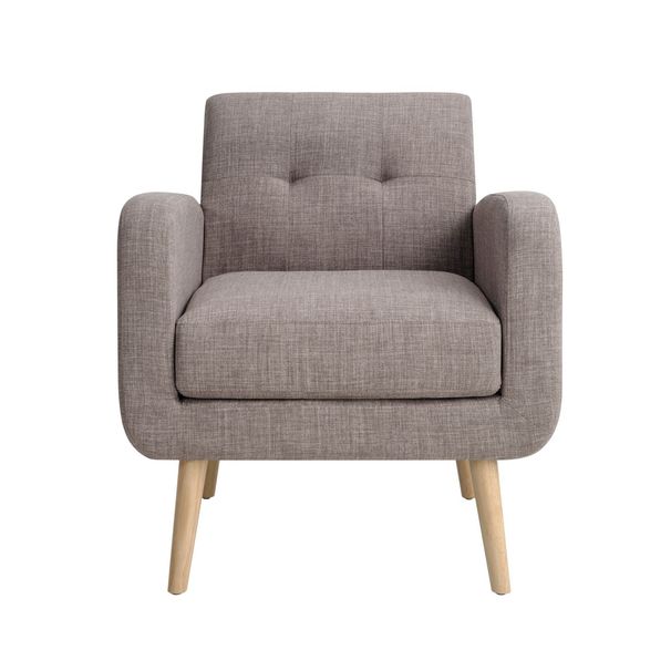 Mid-Century Modern Fabric Accent Armchair Single Sofa With Rubber Wood Legs For Living Room_voghion.com