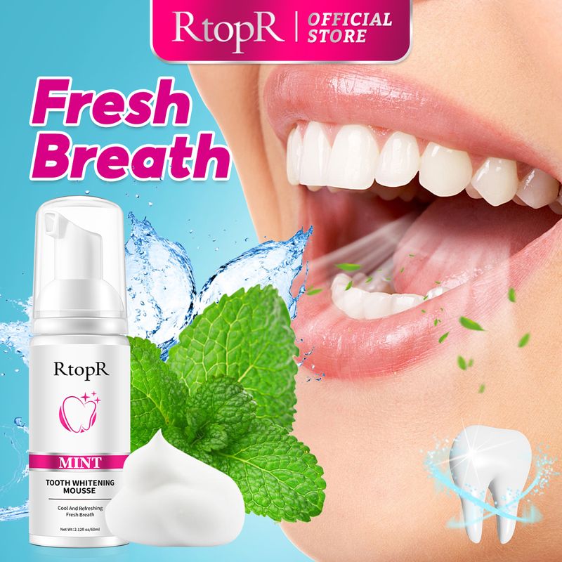 RtopR Mint Whitening Teeth Mousse Teeth Whitening Removes Dental Plaque Improves Yellow Teeth Stains Cleans Mouth Fresh Breath_voghion.com