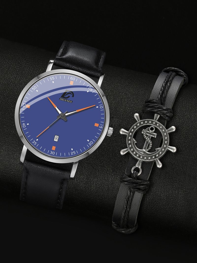 2023 Neue Business-Quarzuhr Modetrend Herren Lederarmband Armband Set_voghion.com