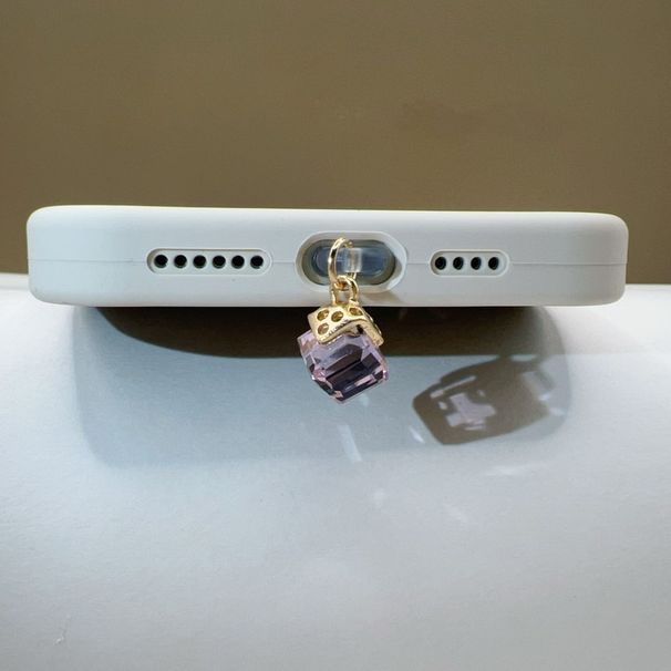New High-end Square Crystal Phone Dust Pendant Charging Plug Hanging Type-c A Pple Huawei Universal_voghion.com