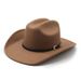 Cappello da cowboy tibetano in stile etnico, stile western per uomo e donna, Fedora di lana con parte superiore piatta alla moda_voghion.com