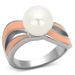 TK810 - High polished (no plating) Stainless Steel Ring with Synthetic Pearl in White_voghion.com