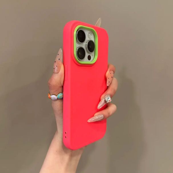 Farbblock-Objektiv, Hautgefühl 3-in-1, kompatibel mit 16 Pro Max-Telefonhülle, iPhone 15, matt, 14/13/12_voghion.com