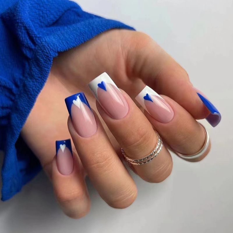 Uñas postizas de verano, 24 Uds., con diseños, dijes, llama, bailarina larga, ataúd falso, puntas francesas, prensa_voghion.com