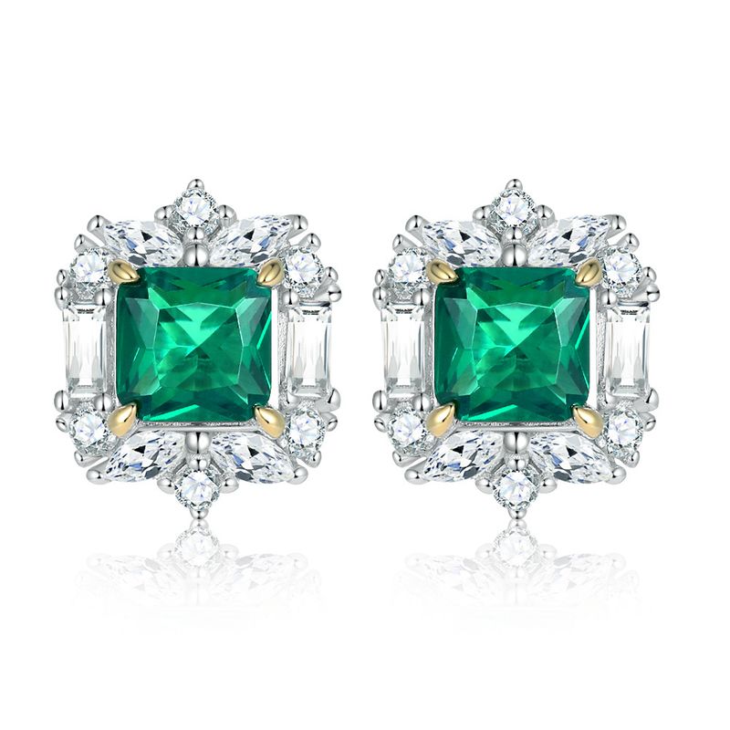Ohrringe S925 Sterling Silber Ohrringe für Damen, Modisch, Schlicht, Retro, Smaragd, Zirkon Ohrringe, Leichter Luxus, High-End Ohrringe_voghion.com