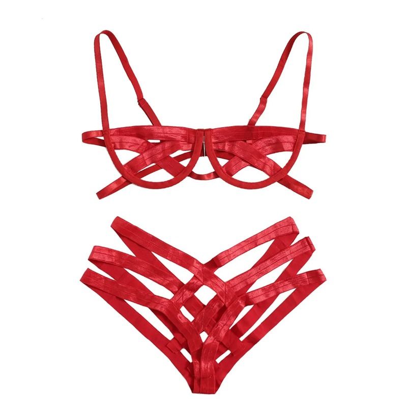 Lenjerie intimă exotică pentru femei, cu elastic, fără cupe, cu ham, tanga, sexy, Bondage_voghion.com