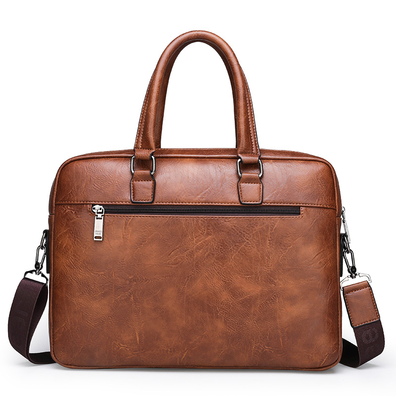 Autumn and winter new men's Korean version of business commute solid color senior sense hand bill of lading shoulder crossbody horizontal briefcase_voghion.com